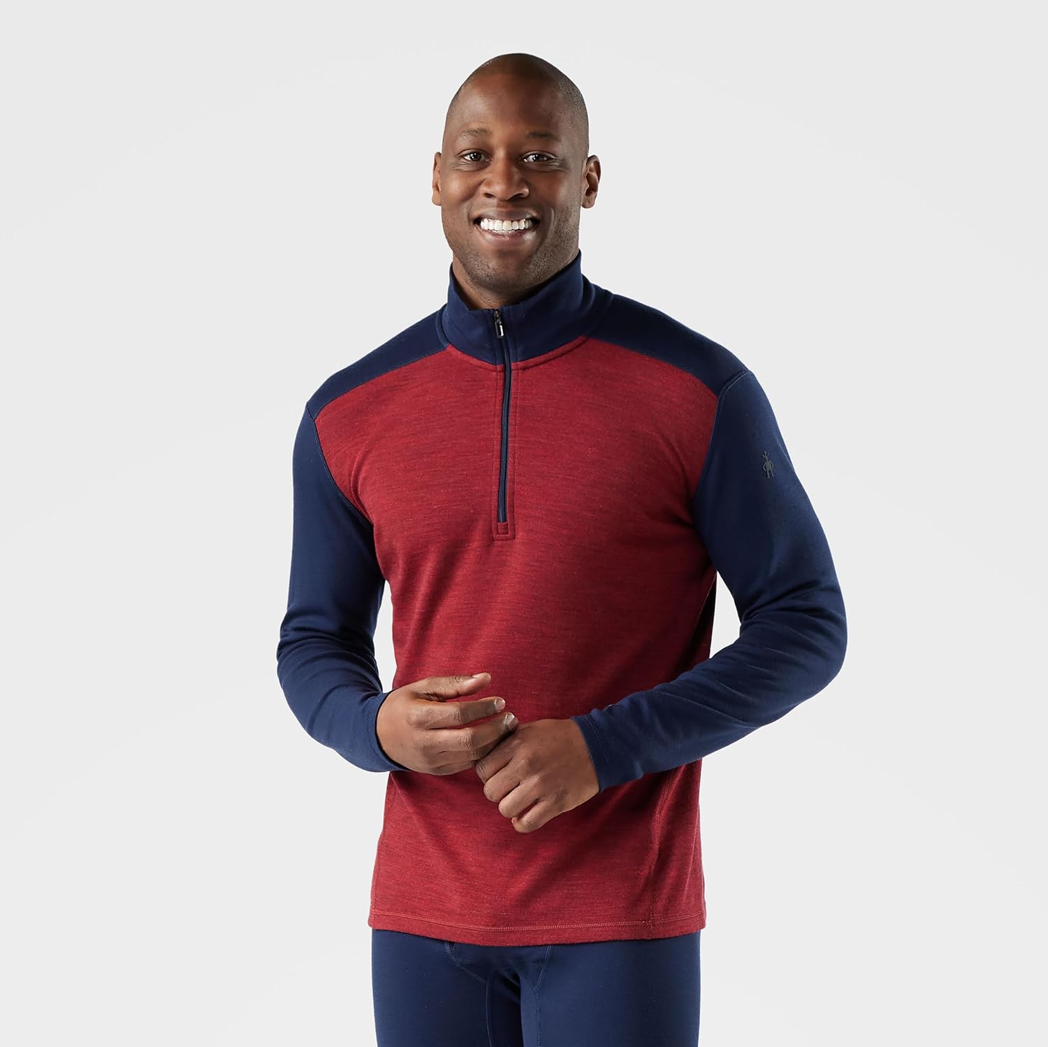 Smartwool Classic Thermal Merino 1/4-Zip Base Layer - Men's Deep Navy/Currant Heather, L