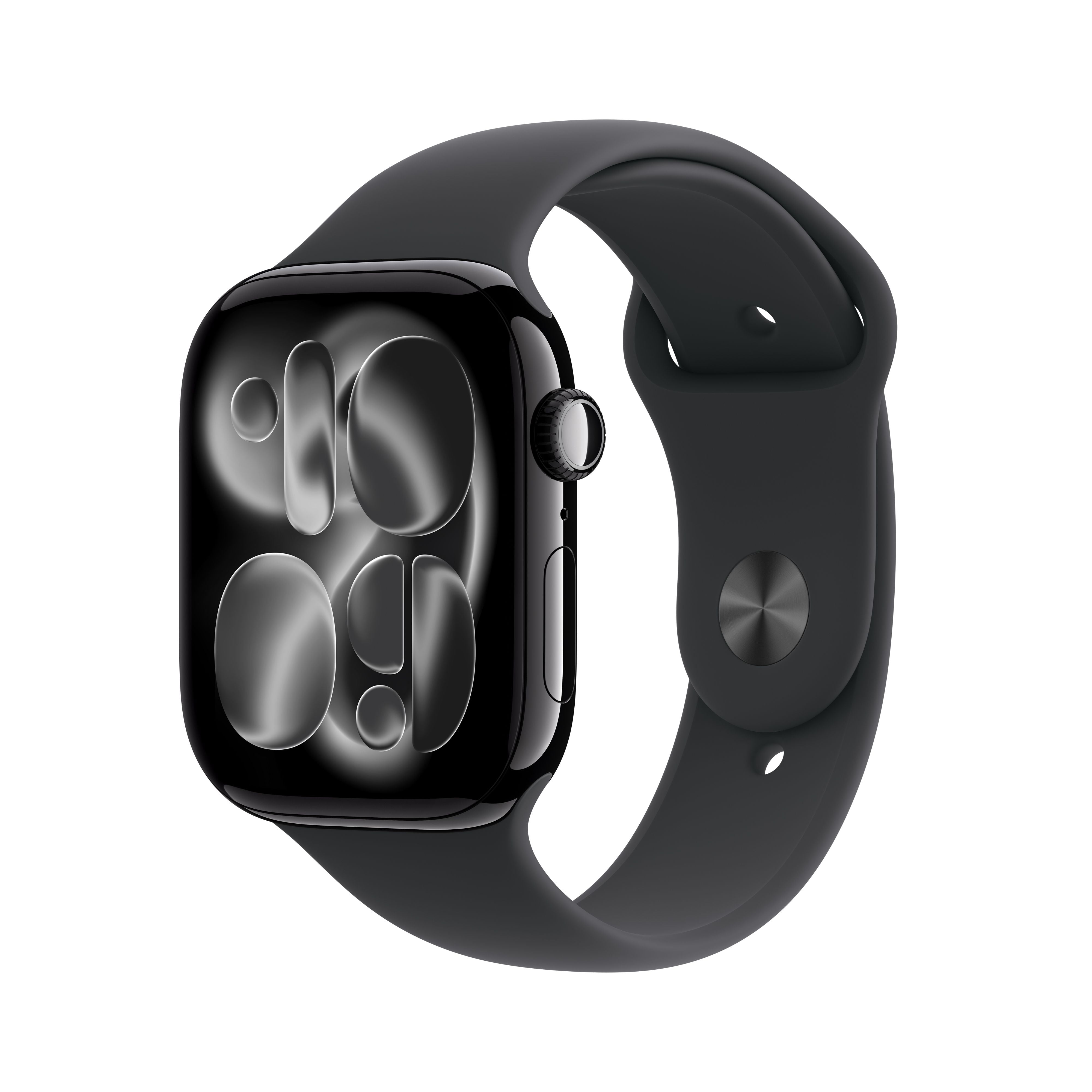 Apple Watch Series 11 [GPS 46mm] Smartwatch with Jet Black Aluminum Case  with Black Sport Band - M/L