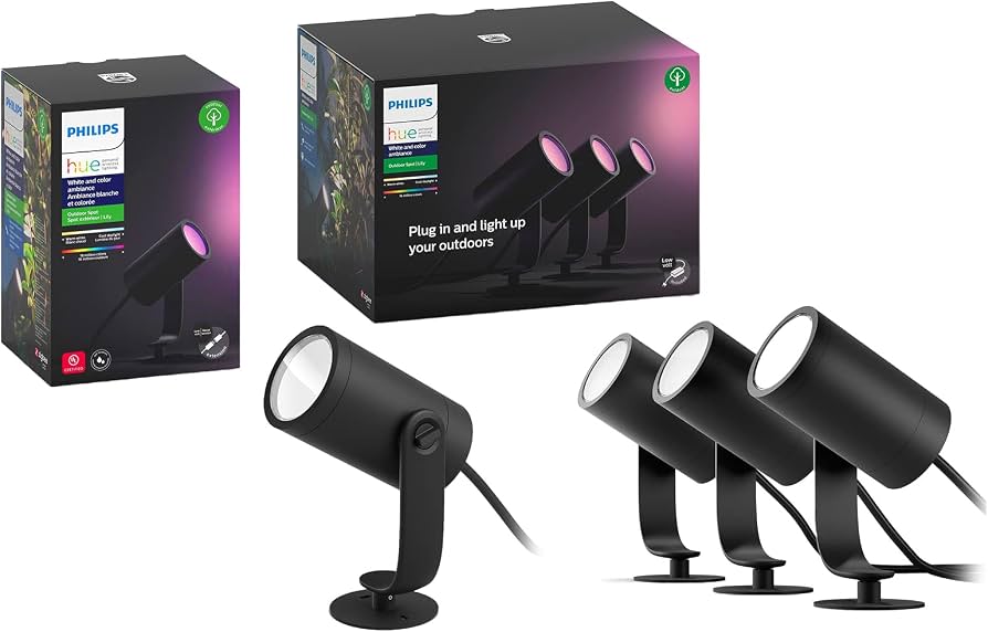 Philips Hue (1) Lily Outdoor Spot Light Base Kit + (1) Lily ...