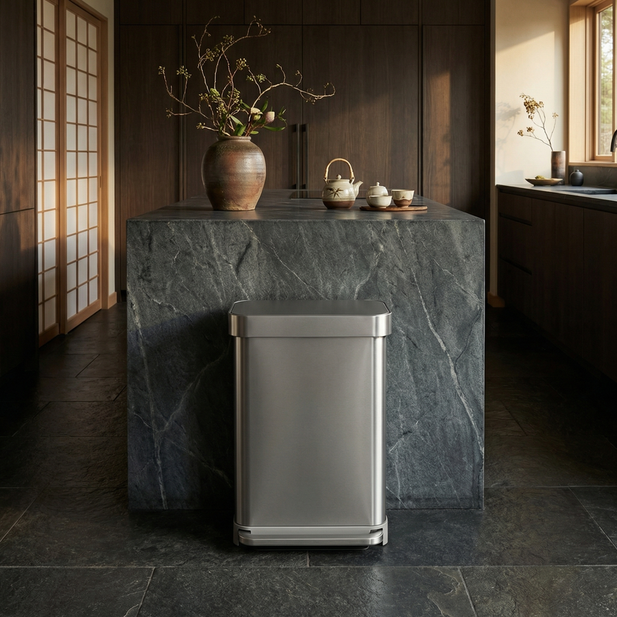 45L Rectangular Step Can with Liner Pocket, Brushed - Simplehuman