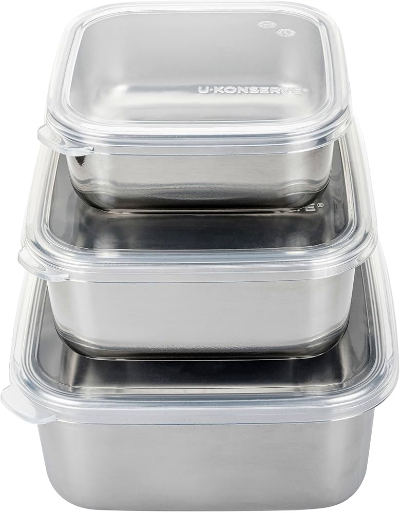 Amazon.com: U Konserve Stainless Steel Nested Trio Food Storage Container  Bento Box, Set of 3 (15, 30, & 50 oz), Leak Resistant, Silicone Lid,  Dishwasher Safe, Plastic Free : Home & Kitchen