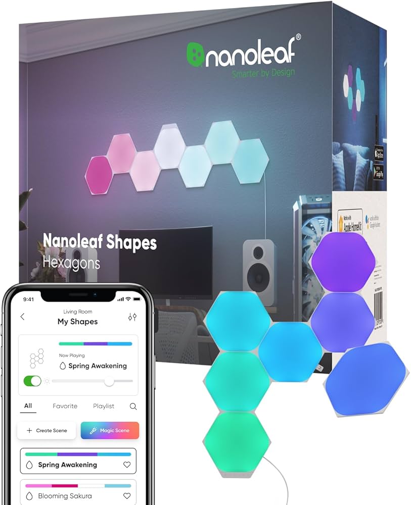 Nanoleaf Shapes LED Wall Lights, RGBW Smart Wall Panels with ...
