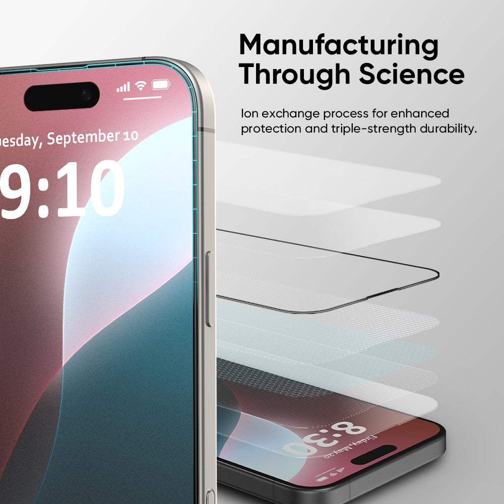 FLOLAB NanoArmour ONETIME MAX for iPhone 16 Pro Matte Screen Protector, Anti Glare, Anti-Rainbow, Tempered Glass,Infinity Edge, Edge Reinforced, Easy