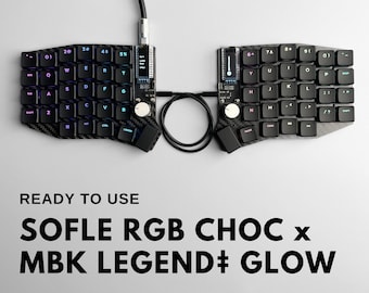 Ready To Use Sofle RGB Low Profile Choc Keyboard x MBK Legend‡ Glow Black  Keycaps Full Set Split Keyboard Free Shipping