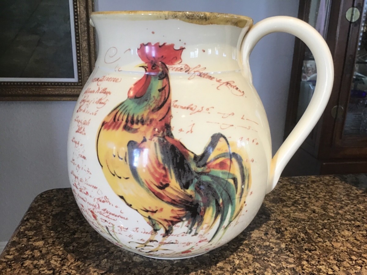 Rooster Pitcher Sur La Table Italy Hand Painted Ceramic Pottery Italian |  eBay