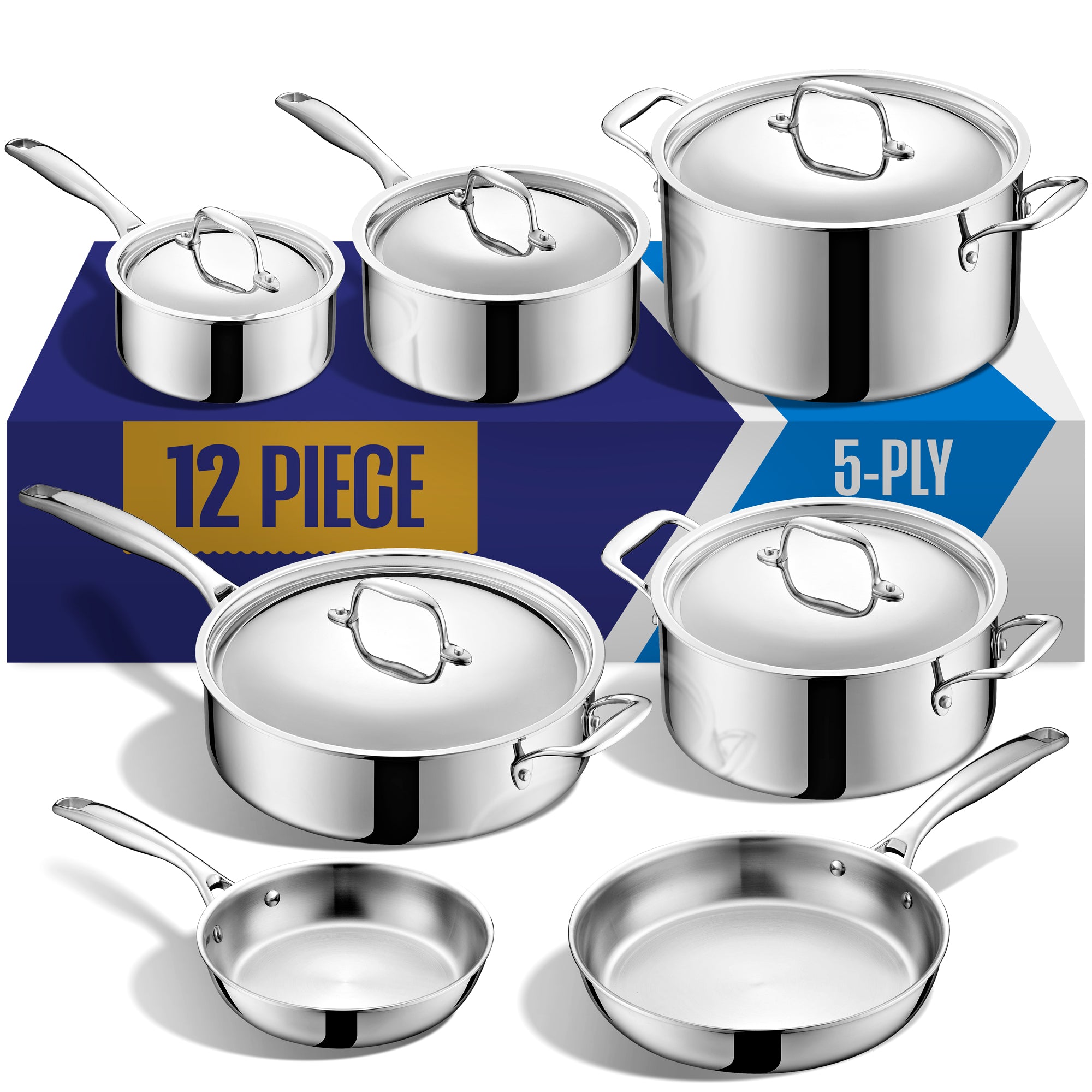 5-Ply Stainless Steel Cookware Set 14-pc | Legend Cookware