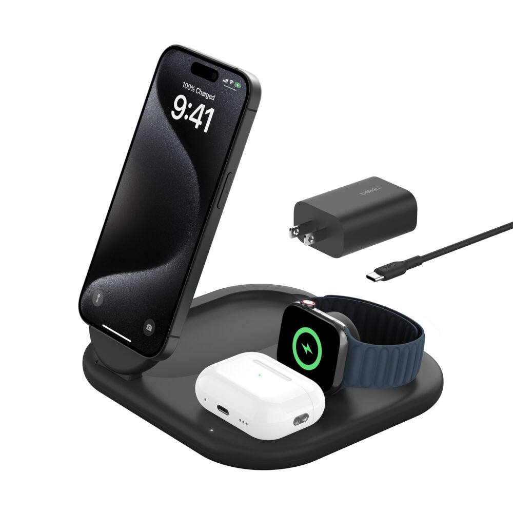3-in-1 Magnetic Foldable Wireless Charger with Qi2, MagSafe ...