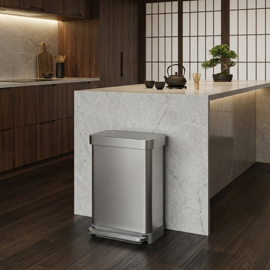 55L Rectangular Step Can with Liner Pocket, Brushed - Simplehuman