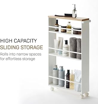 Amazon.com: YAMAZAKI home Tower Rolling Slim Storage Cart ...