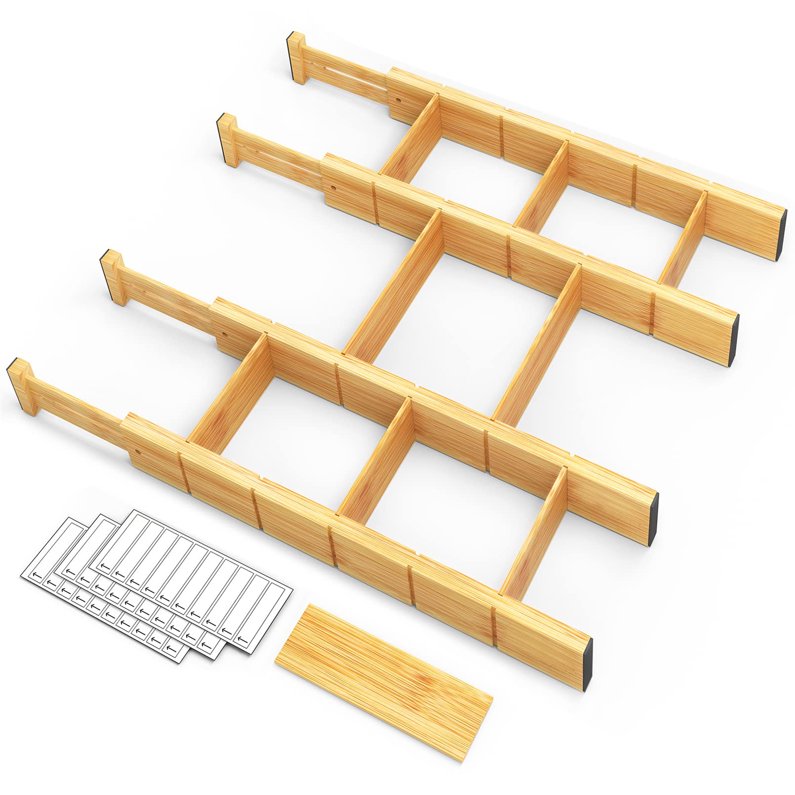 Amazon.com: SpaceAid Bamboo Drawer Dividers with Inserts and ...