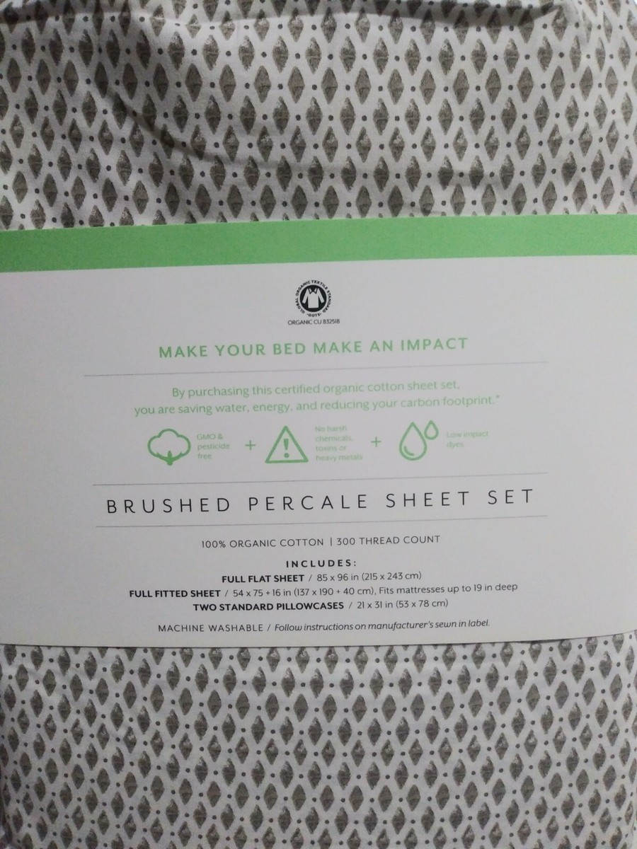 New Under The Canopy Siesta Full Sheet Set 4pc 100% Organic Cotton