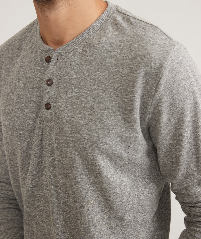 Marine Layer Heather Grey Long Sleeve Double Knit Henley ...